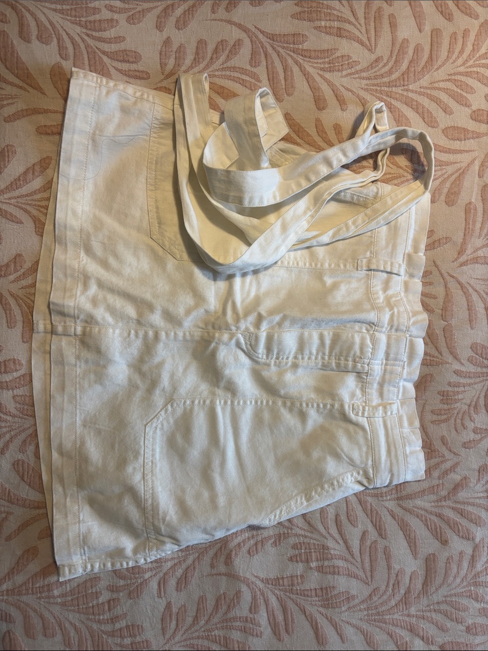 White Elastic-Waist paper bag  Skirt with Front Pockets